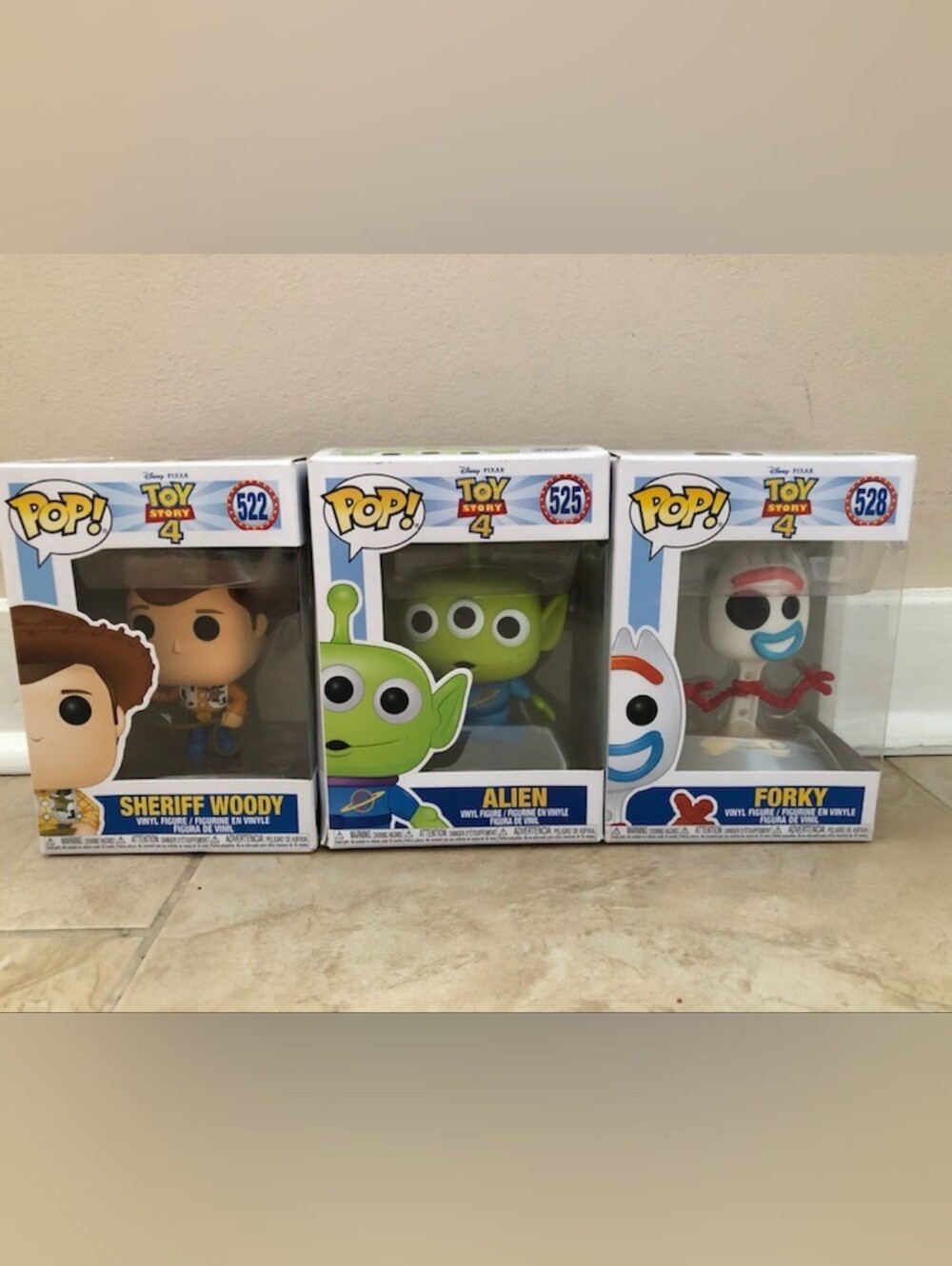 Funko Toy Story 4 - Sheriff Woody, Alien, and Forky Vinyl Figures (Set Of 3)